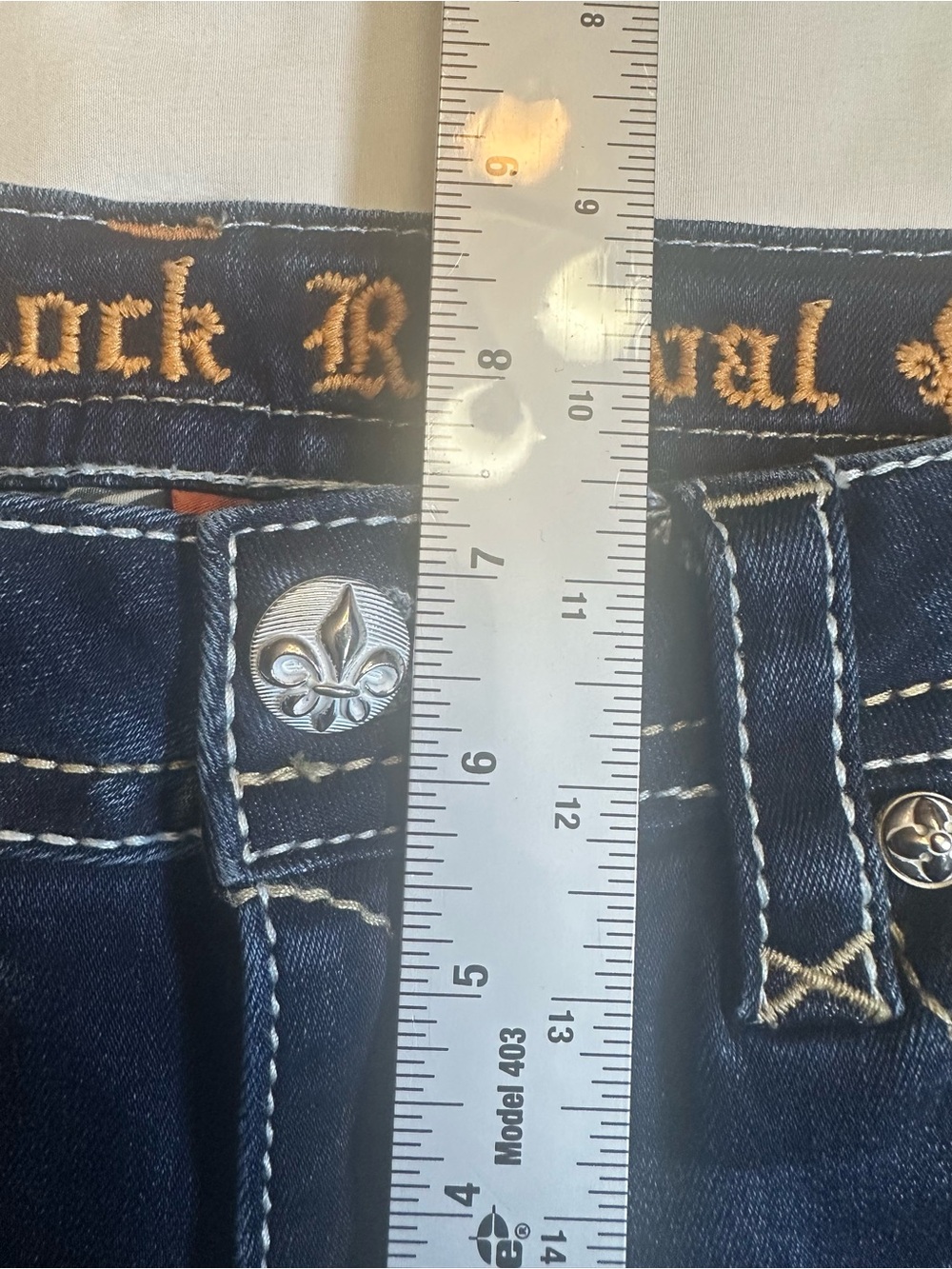 Rock Revival Vicky Bootcut Jeans Women’s Size 27 Dark Wash Thick Stitch Low Ris - Picture 10 of 13